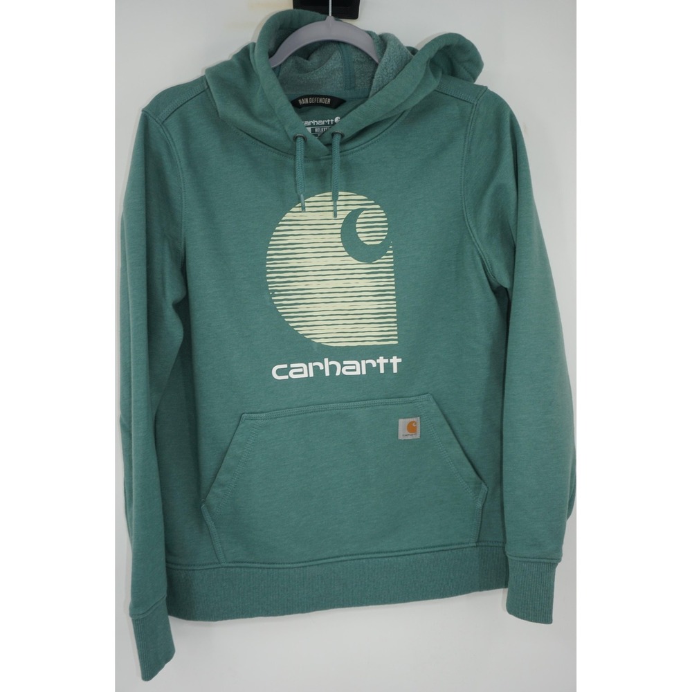 Carhartt Sweatshirt Green Rain Defender Relaxed Fit Hoodie Women's Small S